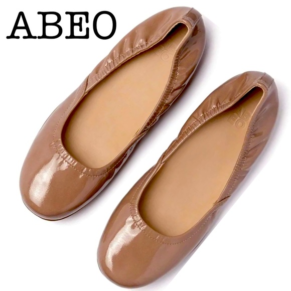 New ABEO Tilly Tan Patent Leather Flats Size 7 - Picture 1 of 12